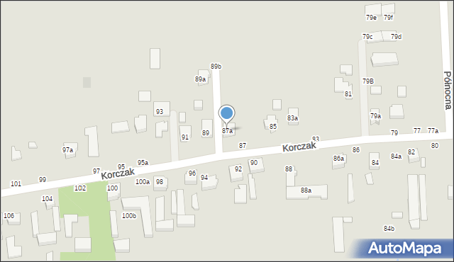Kalisz, Korczak, 87a, mapa Kalisza