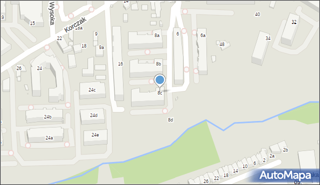 Kalisz, Korczak, 8c, mapa Kalisza