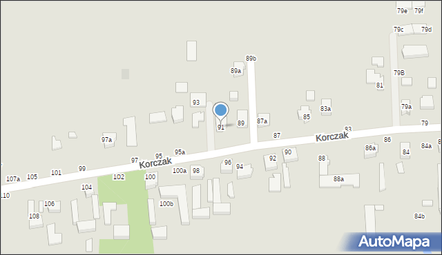 Kalisz, Korczak, 91, mapa Kalisza