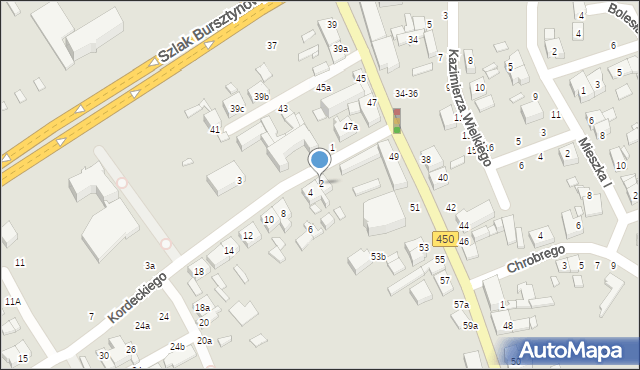 Kalisz, Kordeckiego Augustyna, ks., 2, mapa Kalisza