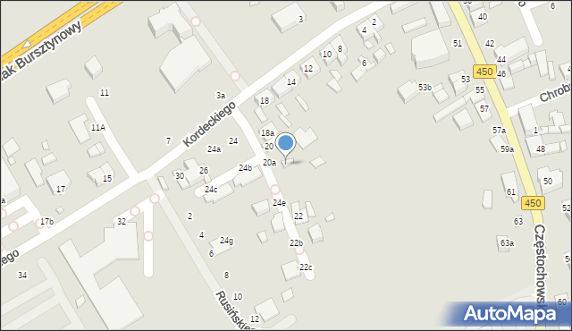 Kalisz, Kordeckiego Augustyna, ks., 22a, mapa Kalisza