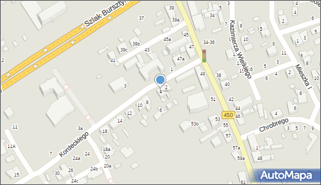 Kalisz, Kordeckiego Augustyna, ks., 4, mapa Kalisza