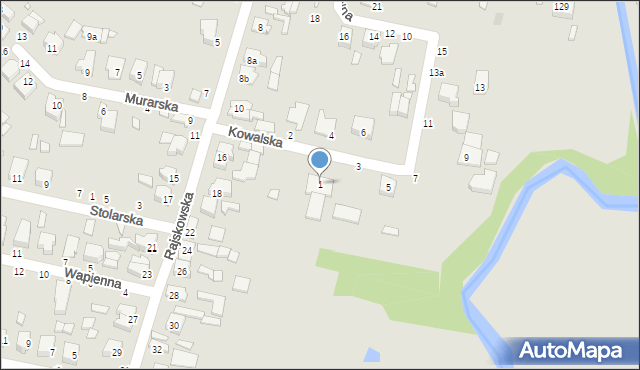 Kalisz, Kowalska, 1, mapa Kalisza