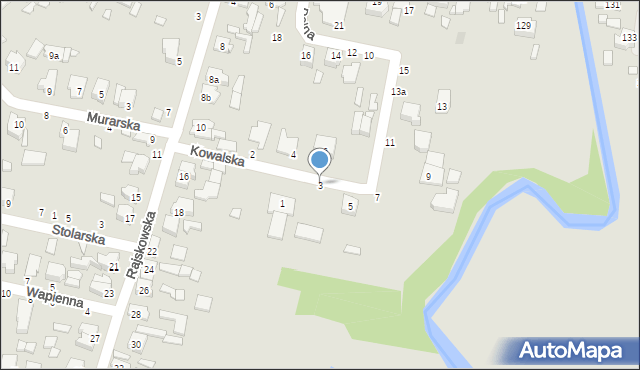 Kalisz, Kowalska, 3, mapa Kalisza