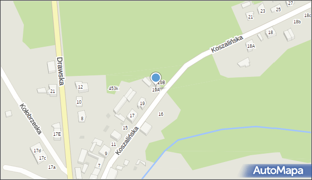 Kalisz Pomorski, Koszalińska, 19A, mapa Kalisz Pomorski