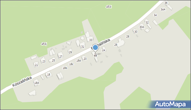 Kalisz Pomorski, Koszalińska, 22, mapa Kalisz Pomorski