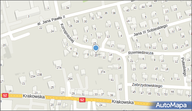 Kalwaria Zebrzydowska, Konopnickiej Marii, 10, mapa Kalwaria Zebrzydowska