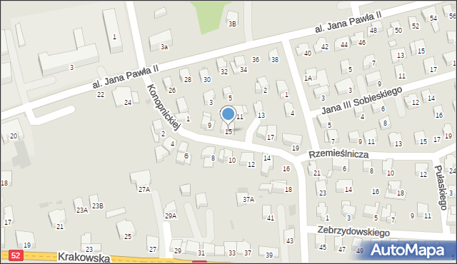 Kalwaria Zebrzydowska, Konopnickiej Marii, 15, mapa Kalwaria Zebrzydowska