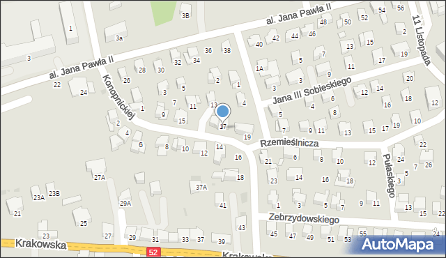 Kalwaria Zebrzydowska, Konopnickiej Marii, 17A, mapa Kalwaria Zebrzydowska