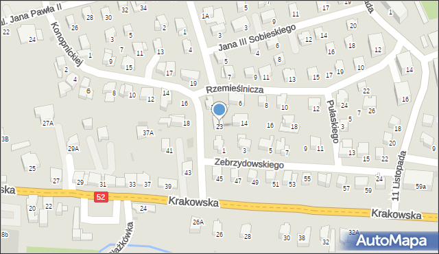 Kalwaria Zebrzydowska, Konopnickiej Marii, 23, mapa Kalwaria Zebrzydowska