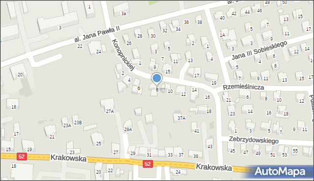Kalwaria Zebrzydowska, Konopnickiej Marii, 8, mapa Kalwaria Zebrzydowska