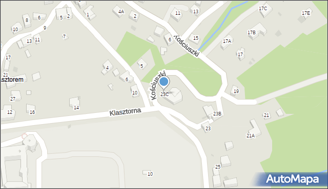 Kalwaria Zebrzydowska, Kościuszki Tadeusza, gen., 23C, mapa Kalwaria Zebrzydowska