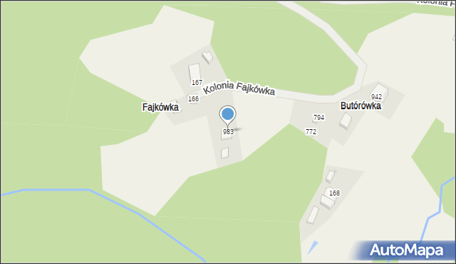 Kamesznica, Kolonia Fajkówka, 983, mapa Kamesznica