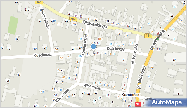 Kamieńsk, Kościuszki Tadeusza, gen., 15, mapa Kamieńsk