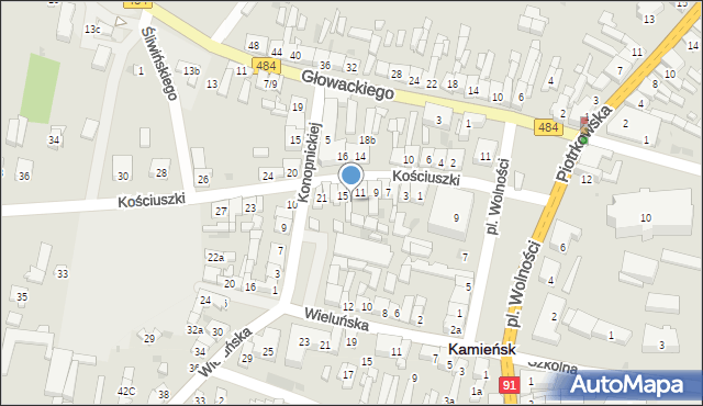 Kamieńsk, Kościuszki Tadeusza, gen., 21A, mapa Kamieńsk