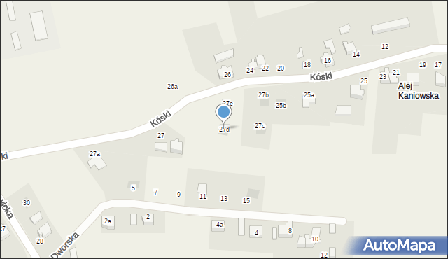 Kaniów, Kóski Stefana, 27d, mapa Kaniów