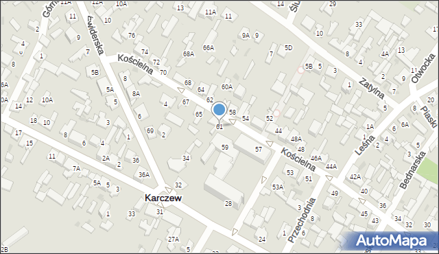 Karczew, Kościelna, 61, mapa Karczew