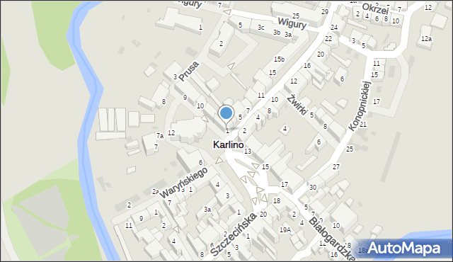Karlino, Koszalińska, 1, mapa Karlino
