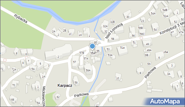 Karpacz, Konstytucji 3 Maja, 55A, mapa Karpacz