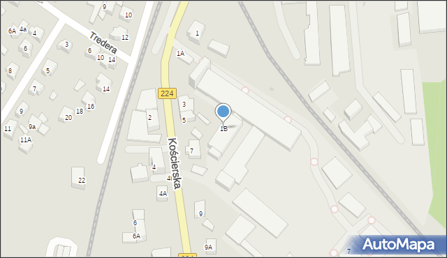 Kartuzy, Kościerska, 1B, mapa Kartuzy