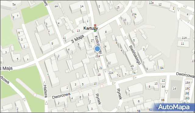Kartuzy, Kościuszki Tadeusza, gen., 21a, mapa Kartuzy
