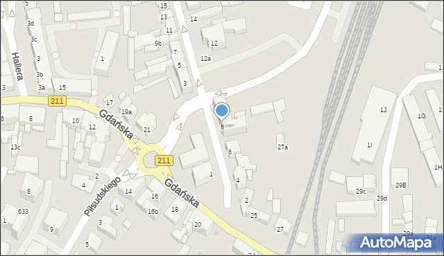 Kartuzy, Kościuszki Tadeusza, gen., 8, mapa Kartuzy