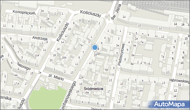 Katowice, Kochanowskiego Jana, 10, mapa Katowic