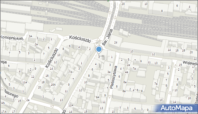 Katowice, Kochanowskiego Jana, 2, mapa Katowic