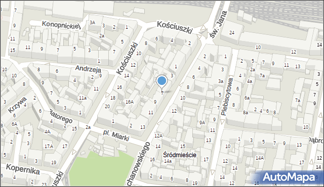 Katowice, Kochanowskiego Jana, 7, mapa Katowic