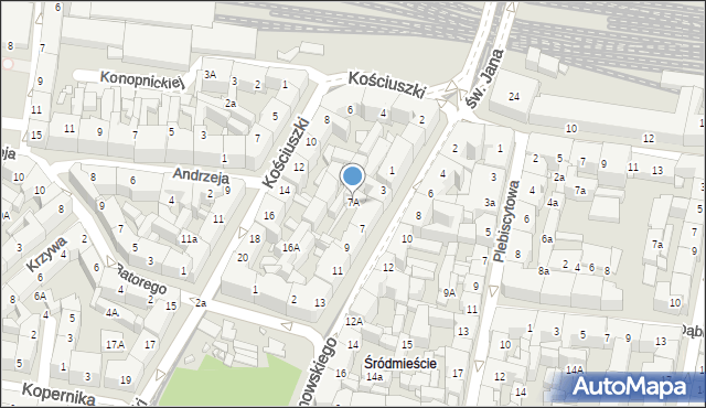 Katowice, Kochanowskiego Jana, 7A, mapa Katowic