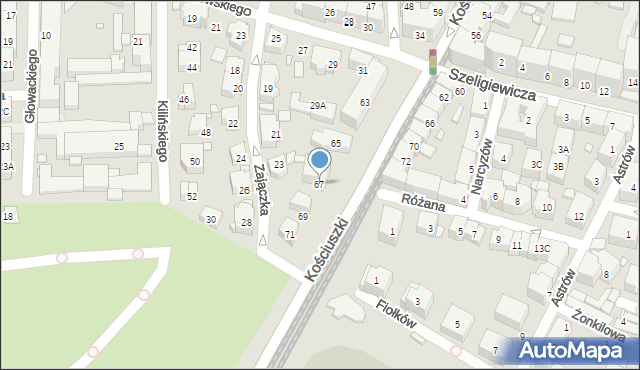 Katowice, Kościuszki Tadeusza, gen., 67, mapa Katowic