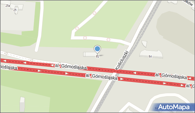 Katowice, Kościuszki Tadeusza, gen., 81, mapa Katowic
