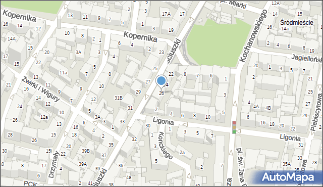 Katowice, Kościuszki Tadeusza, gen., 26, mapa Katowic