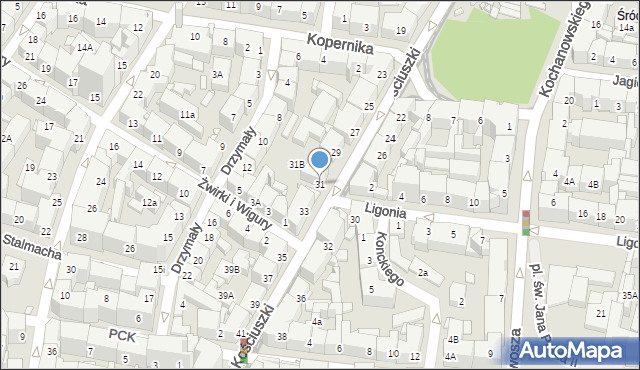 Katowice, Kościuszki Tadeusza, gen., 31, mapa Katowic