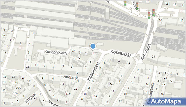 Katowice, Konopnickiej Marii, 1, mapa Katowic