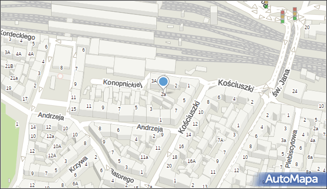 Katowice, Konopnickiej Marii, 2a, mapa Katowic