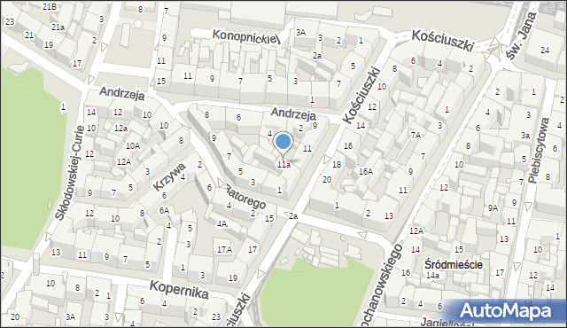 Katowice, Kościuszki Tadeusza, gen., 11a, mapa Katowic
