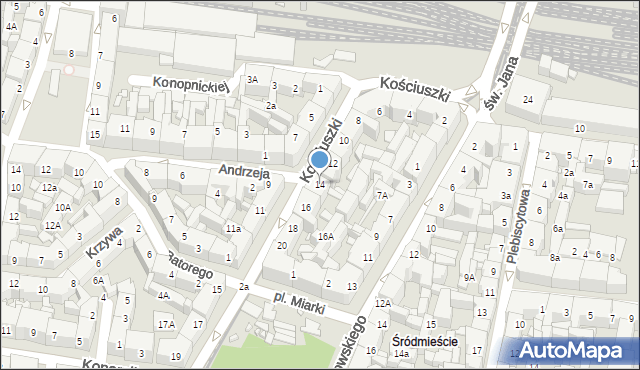 Katowice, Kościuszki Tadeusza, gen., 14, mapa Katowic