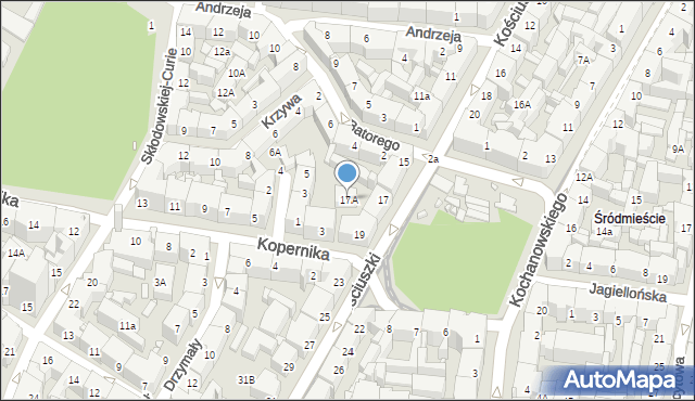 Katowice, Kościuszki Tadeusza, gen., 17A, mapa Katowic