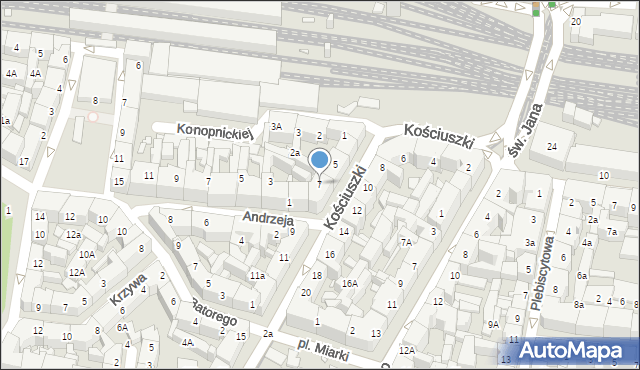 Katowice, Kościuszki Tadeusza, gen., 7, mapa Katowic