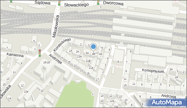 Katowice, Kordeckiego Augustyna, ks., 4A, mapa Katowic