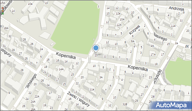 Katowice, Kopernika Mikołaja, 13, mapa Katowic