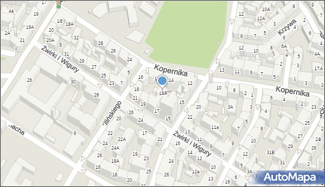 Katowice, Kopernika Mikołaja, 14A, mapa Katowic