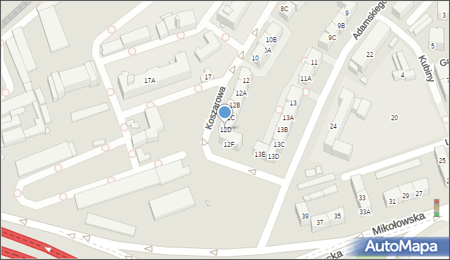 Katowice, Koszarowa, 12D, mapa Katowic