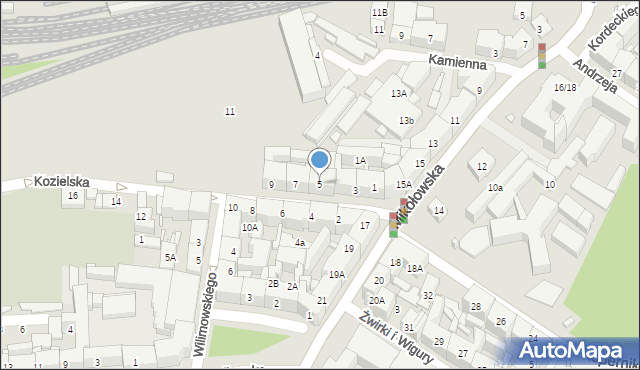 Katowice, Kozielska, 5, mapa Katowic