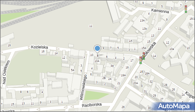 Katowice, Kozielska, 8, mapa Katowic
