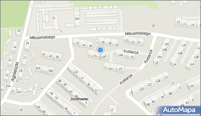 Katowice, Kotlarza Tomasza, 17B, mapa Katowic