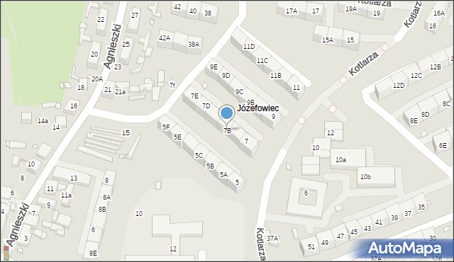 Katowice, Kotlarza Tomasza, 7B, mapa Katowic