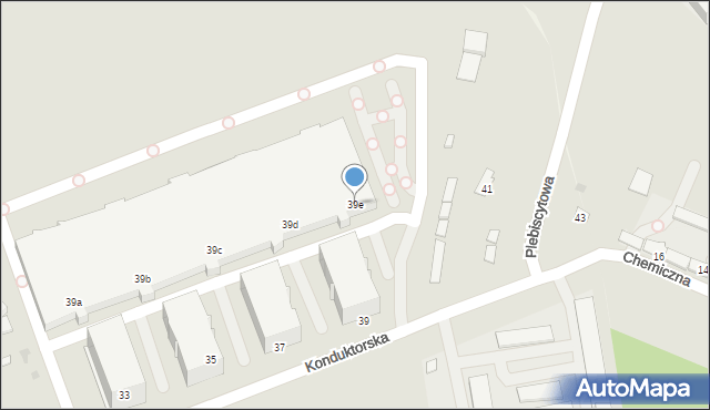 Katowice, Konduktorska, 39e, mapa Katowic
