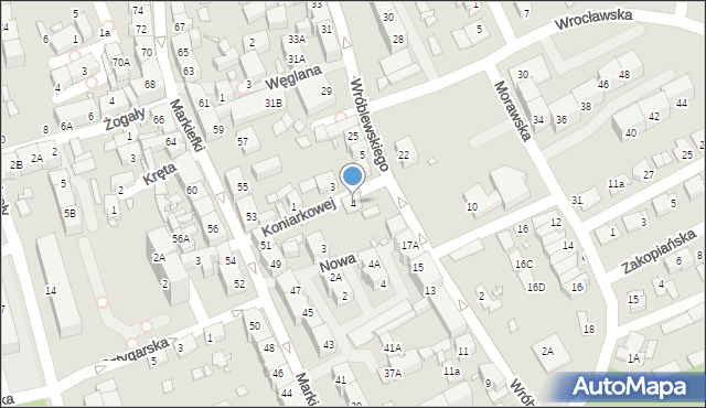 Katowice, Koniarkowej Zofii, 4, mapa Katowic
